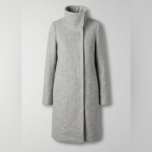 Aritzia Babaton Wool Cashmere Funnel Neck Mid-Length Coat | Heather Grey - Picture 2 of 11